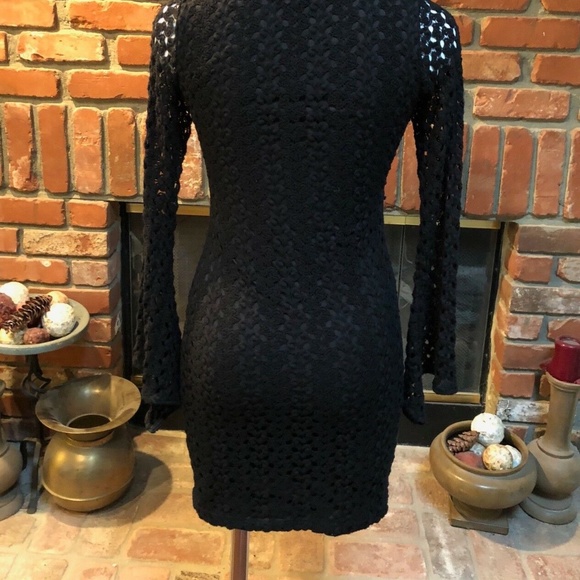Vintage Black Coachella Chic Eyelet Mini Dress - Picture 9 of 10